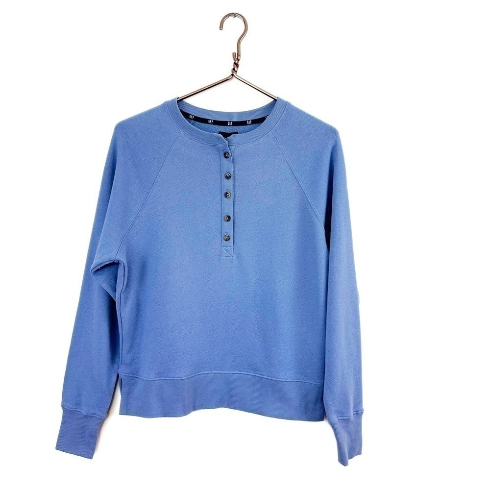 Gap Womens Size XS Blue Henley Crewneck Sweatshirt New